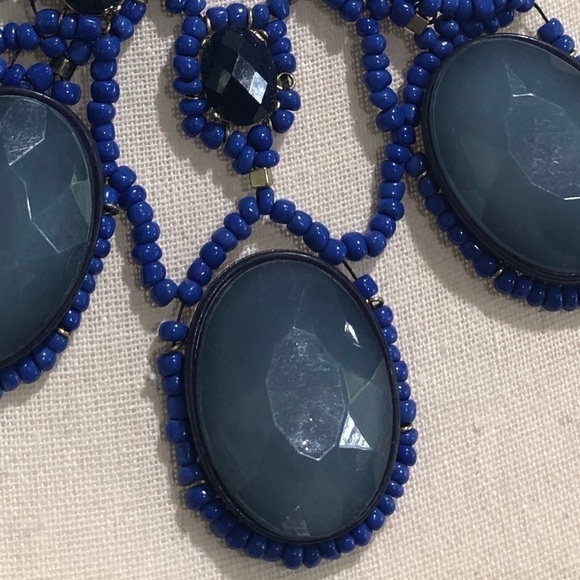 Anthropologie Blue Abundance Beaded Bib Statement Necklace - Picture 8 of 10